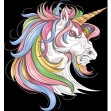Kızgın Unicorn Sticker 10X10 Cmrenkli Sticker