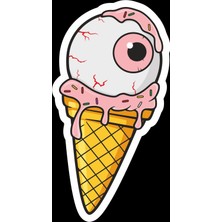 Tek Göz Dondurma Sticker 10X10 Cmrenkli Sticker