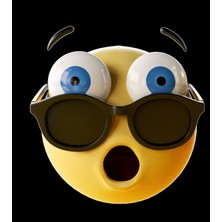 Emoji Gözlüklü Şaşıran Sticker 10X10 Cmrenkli Sticker