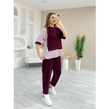 Aisha Elbise Kadın Kristal 2 Iplik Kumaş Yanları Çizgili Takım