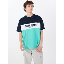 Guess Jeans Bisiklet Yaka Desenli Çok Renkli Erkek T-Shirt M5GI45K8FQ4FJ7O Gj Ss Cn Os Horızo