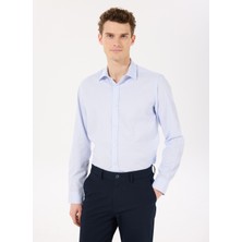People By Fabrika Regular Fit Gömlek Yaka Jakarlı Mavi Erkek Gömlek PBF5SM-GML 5209
