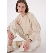 Vero Moda Bisiklet Yaka Krem Kadın Sweatshırt Vmvıana Ls Balloon Sweat Jrs Ga