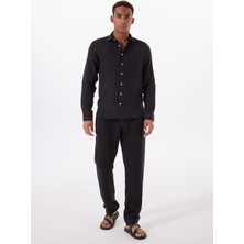 Mr. Mood Lastikli Bel Normal Paça Standart Siyah Erkek Pantolon Mr Rog Pants