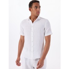 Mr. Mood Standart Düğmeli Yaka Beyaz Erkek Gömlek Mr Short Sleeve