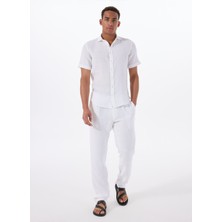 Mr. Mood Lastikli Bel Normal Paça Standart Beyaz Erkek Pantolon Mr Rog Pants