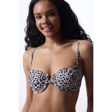 Leopar Desenli Balenli Bikini Üstü