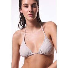 Taş Rengi Boncuklu Alice Üçgen Bikini Üstü
