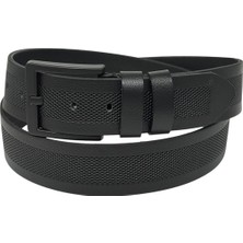 4.5 Cm. Spor Hakiki Deri Ortası Desenli Model Erkek Kemer Siyah