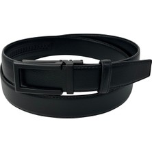 3.5 Cm. Klasik Suni Deri Otomatik Mekanizma Tokalı Düz Renk Erkek Kemer Siyah