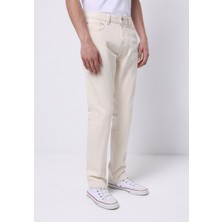 Straight Fit Düşük Bel Düz Paça Erkek Bej Jean Pantolon
