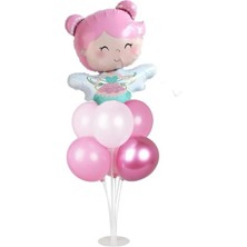 Kanatlı Peri Kız Folyo Balonlu Balon Standı Seti 7 Li Doğum Günü Parti Seti Süsü