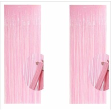 2 Adet Pembe Arka Fon Perde