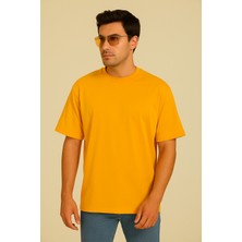 Guaraz Erkek Oversize Bisiklet Yaka %100 Pamuk Düz Basic Yazlık T-Shirt