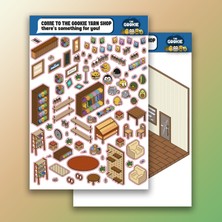 Örgü Atölyesi Izometrik Sticker, 3D Etiket Yapışkanlı Çıkartma
