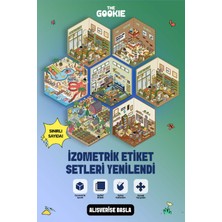 Örgü Atölyesi Izometrik Sticker, 3D Etiket Yapışkanlı Çıkartma
