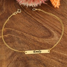 Hom Silver Jewelry 925 Ayar Gümüş Kişiye Özel Isimli Bar Tasarımlı Kadın Bileklik