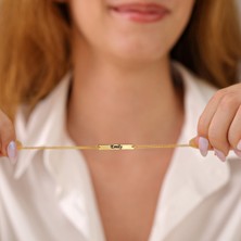 Hom Silver Jewelry 925 Ayar Gümüş Kişiye Özel Isimli Bar Tasarımlı Kadın Bileklik