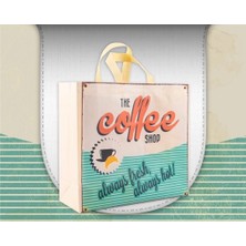 Çevre Dostu Nonwoven Tela Alışveriş Çantası Coffee Shop Temalı 40*40*15