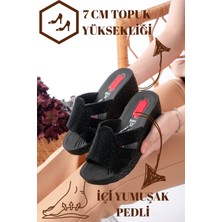 Slipcat Kadın Taşlı Dolgu Topuk Terlik Ortopedik Günlük Terlik Rahat Şık Topuklu Terlik