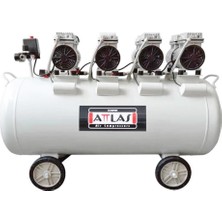  Attlas 200 Litre Yağsız Sessiz Kompresör 4 HP Monofaze + 5 Parça Havalı Set | Profesyonel Kullanım