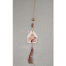 Seramik Ev Genişlik 5 cm  Yükseklik 6 cm  Nazar Asmalık Süs El Yapım