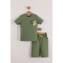 Erkek Çocuk Little Paradise Ön ve Arka Baskılı Tişört Şort 2'li Takım