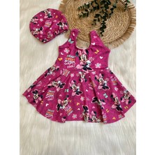 Minnie Mouse Kız Çocuk Mayo ve Bone Takımı