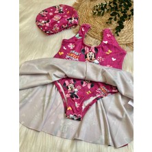 Minnie Mouse Kız Çocuk Mayo ve Bone Takımı