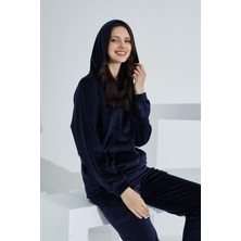 Etoile Soft Kanguru Cepli Kapşonlu Kadife Kadın Eşofman Takımı
