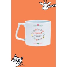 Cennet Annelerin Ayakları Altındadır Tasarım Baskılı Beyaz Lüks Sap Kupa Bardak