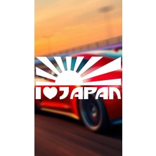 I Love You Japan 20X10 Jdm Yazı Araba-Motosiklet Cam Etiket Sticker Beyaz Renk