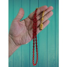 Anemore Collection ATEŞ KEHRİBAR TESBİH KIRMIZI RENK BEYZİ KESİM HEDİYE T-832