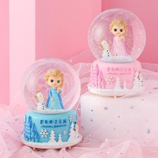 Karlar Kraliçesi Frozen Temalı Püskürtmeli Işıklı ve Müzikli Kar Küresi-Mavi