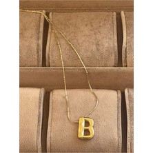 Rupen Kraft Aida Jewelss 316 L B Harfi Çelik Balon Kolye , Çelik Harfli Kolye , Gold Çelik Kolye