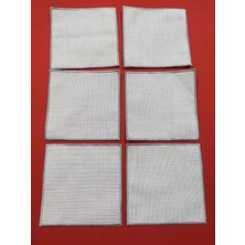 Nakış Atölyesi 6 Ade Kare Gümüş Etamin Işlenebilir Linen Keten Kumaş Kahve Yanı Kokteyl Sunum Peçetesi