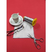 Nakış Atölyesi 6 Ade Kare Gümüş Etamin Işlenebilir Linen Keten Kumaş Kahve Yanı Kokteyl Sunum Peçetesi