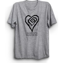 Marilyn Manson, Heart Logo, Rock Metal Müzik Grubu Baskılı, Unisex, %100 Pamuk Tişört