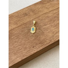 Aida Jewelss 925 Ayar Gümüş Firuze Taşlı Gümüş Kolye Ucu Tasarım Kolye Ucu Gold Renk Gümüş Kolyte Ucu