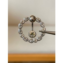 Aida Jewelss 316 L Cerrahi Çelik Baget Kesim Zirkon Taşlı Gösterişli Göbek Piercingi