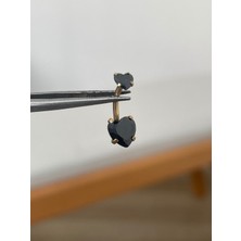 Aida Jewelss 316 L Cerrahi Çelik Zirkon Taşlı Kalp Detaylı Göbek Piercingi Siyah