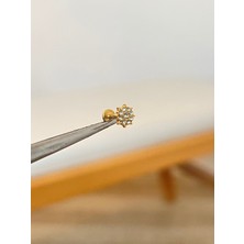 Aida Jewelss 316 L Cerrahi Çelik Güneş Modeli Zirkon Taşlı Kıkırdak Dudak Helix Tragus Piercingi
