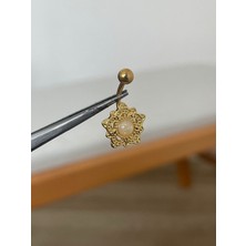 Aida Jewelss 316 L Cerrahi Çelik Altın Renginde Motifli Opal Taşlı Göbek Pieringi