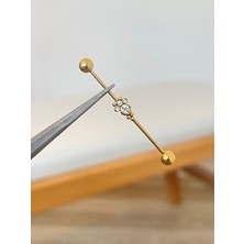 Aida Jewelss 316 L Zirkon Taşlı Kıkırdak Küpesi Helix Tragus Kulak Piercingi