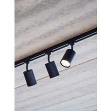 Mylights  Siyah Uclu 1mt Ray Spot Gun Isıgı Ampullu  Harekletli Ray Spot LED Spot LED Avize Ampullu