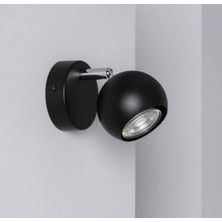 Mylights Siyah  Spot Tekli Kure  Gun Isısgı Ampullu  Hareketli Duvar Aplik  Gece Lambası Duvar Aplik Armatur Okuma Lambası