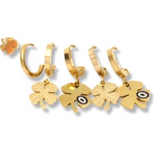 Waves And Pebbles Altılı Yonca Küpeler