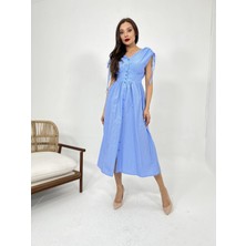 Gökyüzü Moda 5486 Elbise-Dallas Çizgili