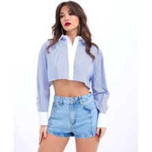 Gökyüzü Moda 7151 Gömlek-Mavi Beyaz Çizgili