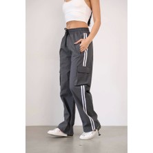 Gökyüzü Moda Praşut Kumaş Kargo Çeplı Baggy Esofman - Gri